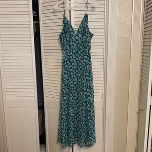 Astr Teal and White Floral Maxi Dress